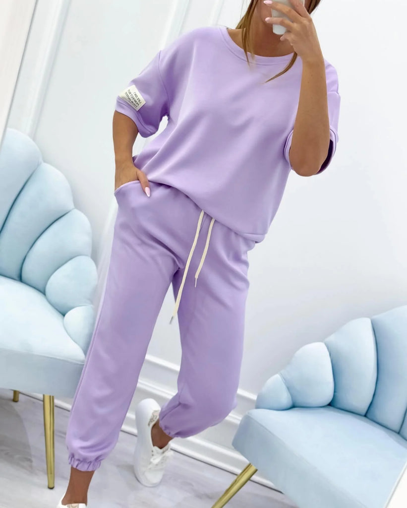 Women's Cotton Linen Relaxed Top and Ankle Trousers Set