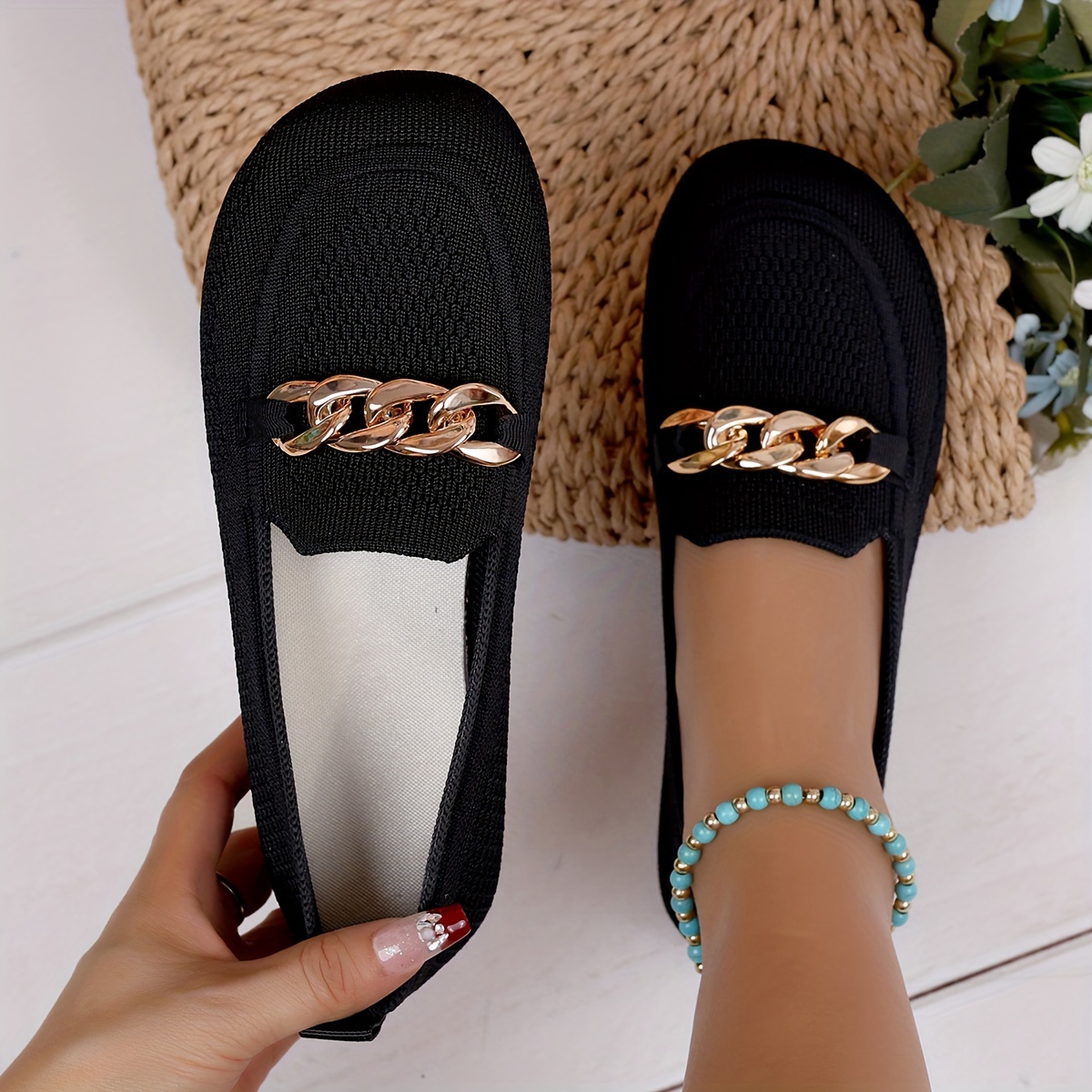 size womens flats breathable comfortable slip on shoes with sparkle detail round toe     for autumn spring details 6