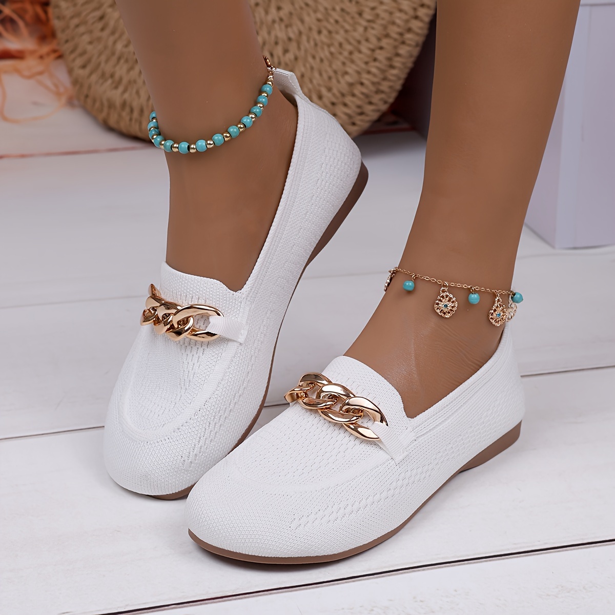 size womens flats breathable comfortable slip on shoes with sparkle detail round toe     for autumn spring details 3