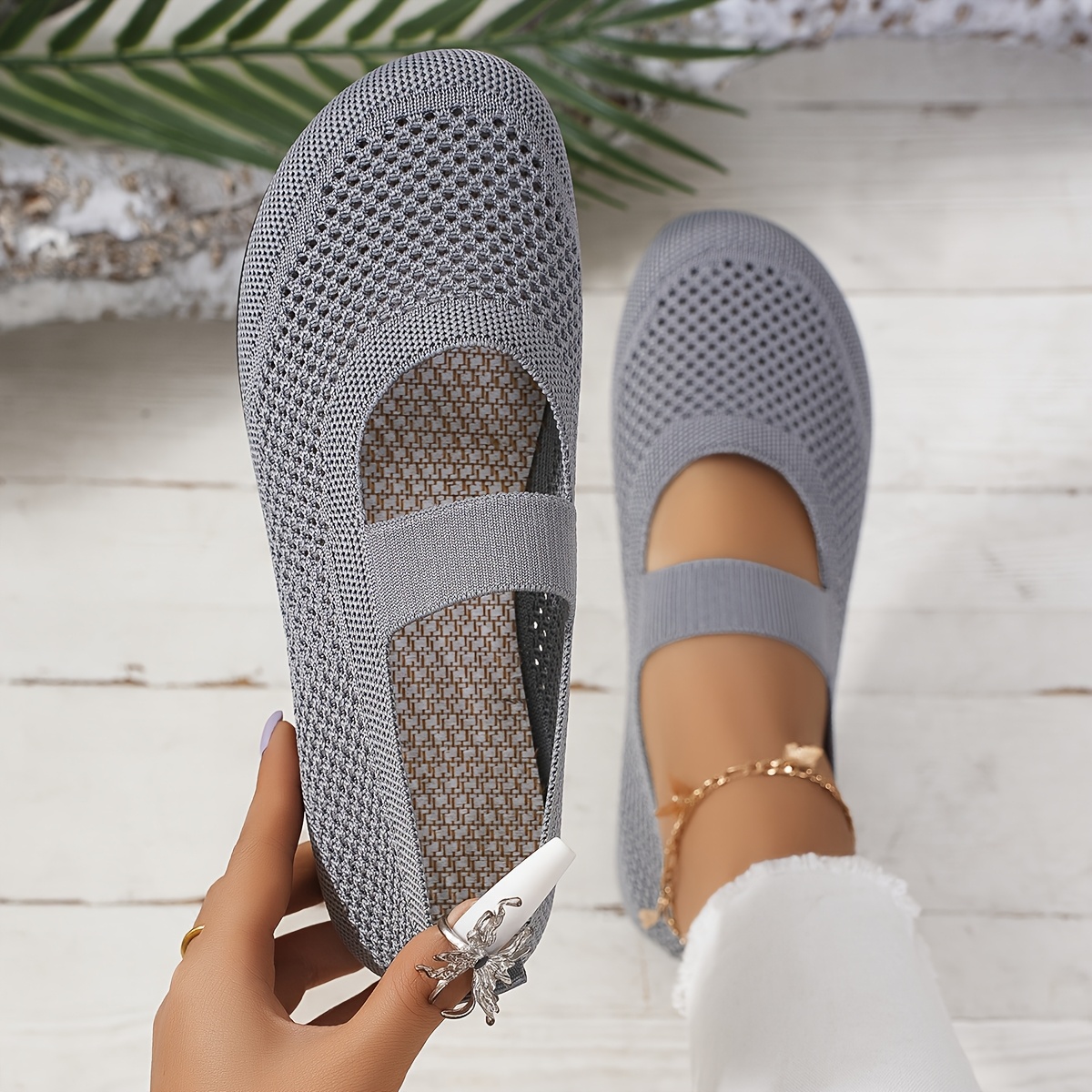 womens casual sport walking commuter   lightweight breathable mesh knit shoes details 7