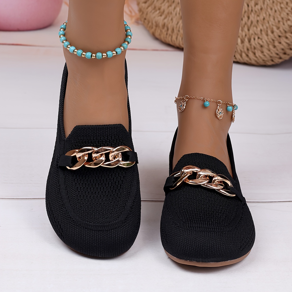 size womens flats breathable comfortable slip on shoes with sparkle detail round toe     for autumn spring details 5
