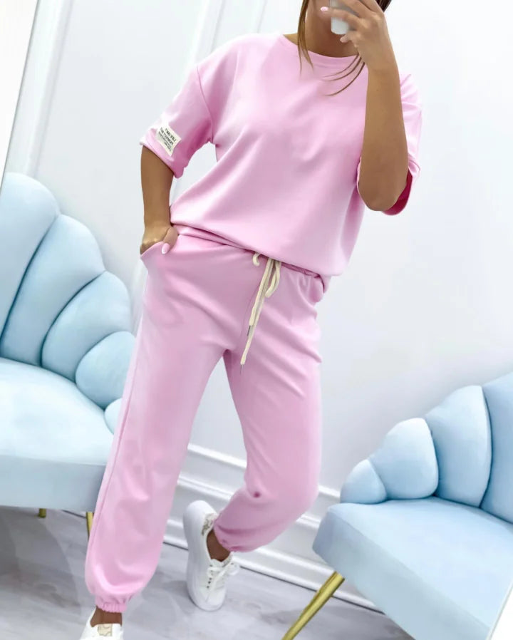 Women's Cotton Linen Relaxed Top and Ankle Trousers Set